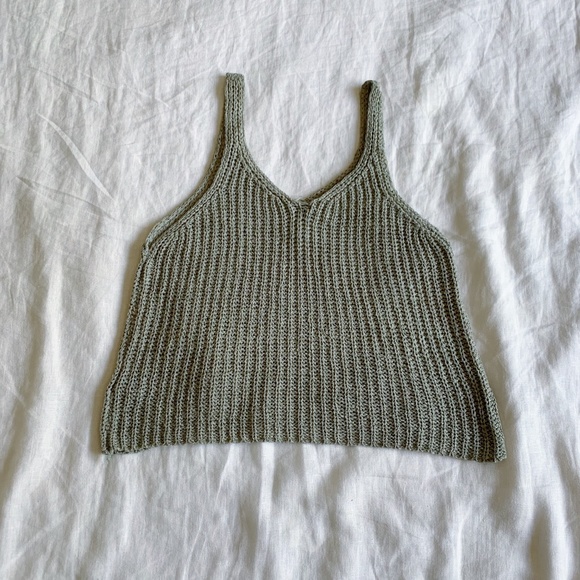 moon & madison Tops - Sage Green Knit Tank Top